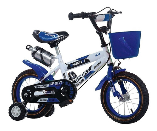 Bicicleta paseo infantil Lumax Rodado 14 color azul con ruedas de entrenamiento