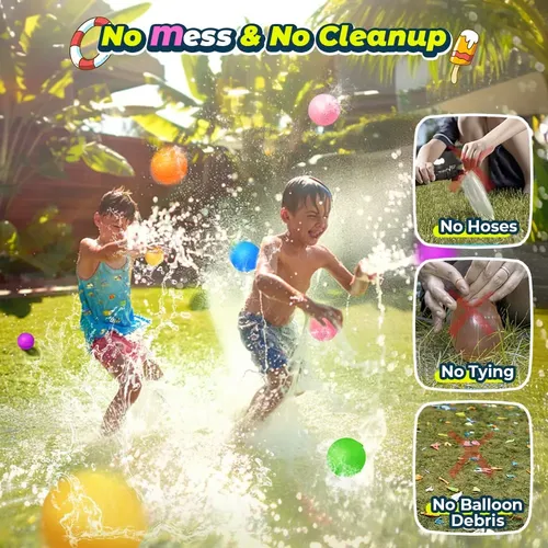 Pack De 12 Globos De Agua Reutilizables De Silicona – Llenado Rápido Y Cierre Fácil, Juguetes De Verano Para Piscina, Playa Y Jardín, Para Niños Y Adultos