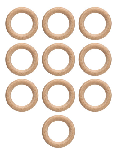 10 Anillos De Madera De Grano Natural Pulidos Suavemente