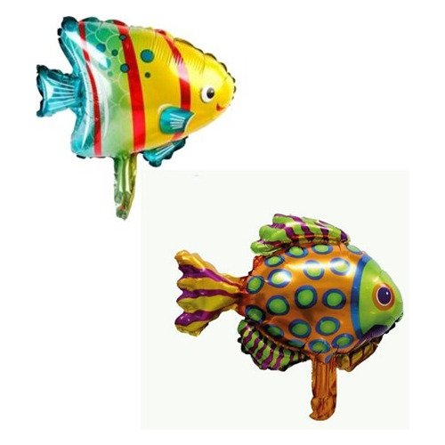 Pack 2 Globos Peces Metalizados 35cm Decoración 