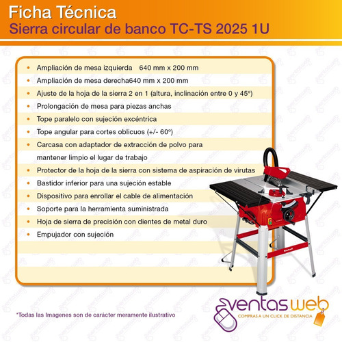 Imagen 5 de 7 de Sierra Circular Mesa Banco 250mm Tc-ts 2025 Garantia Einhell