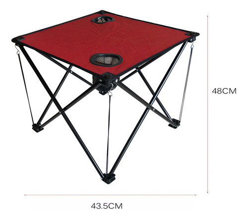Imagen 5 de 10 de Mesa De Tela Plegable Con Portavasos Con Funda Roja Iael