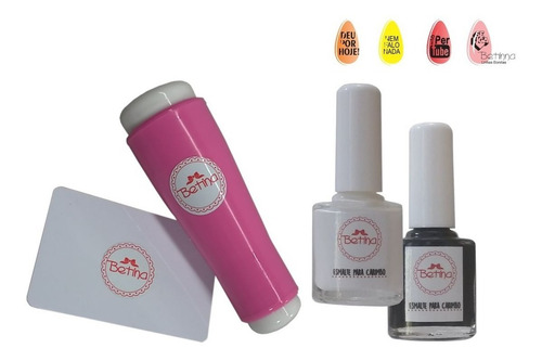 Kit 01 Carimbo Duplo Betinna E 02 Esmaltes Betinna