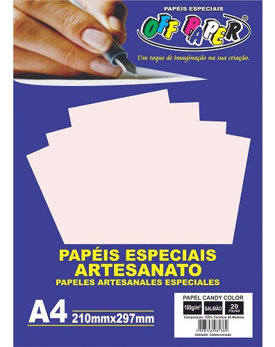 Papel Candy Color A4 180g/m² 20 Folhas Off Paper Cor Salmão