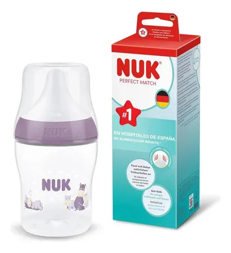 Mamadera Nuk Perfect Match 150 Ml Anticólicos Hipopotamo Violeta Perfect Match