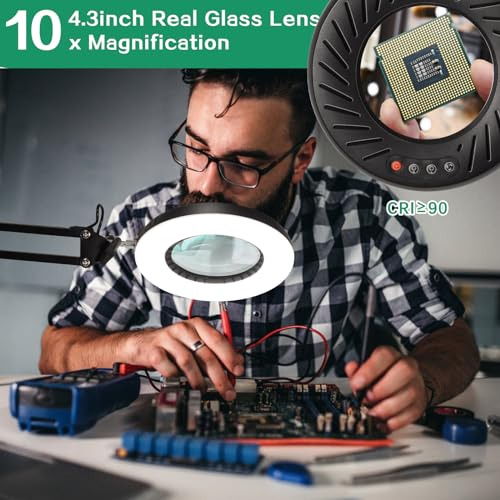 Lupa Iluminada 10x Lámpara De Escritorio Con 144 Led Regulab