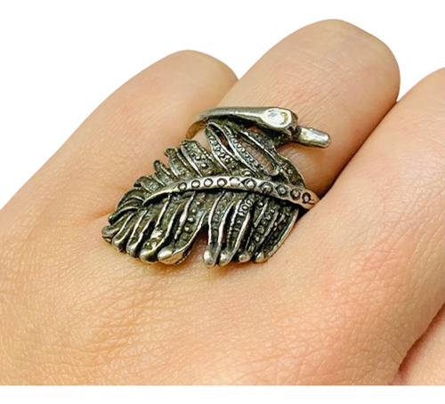 Ao 368  Anillo Pluma De Cisne De Plata