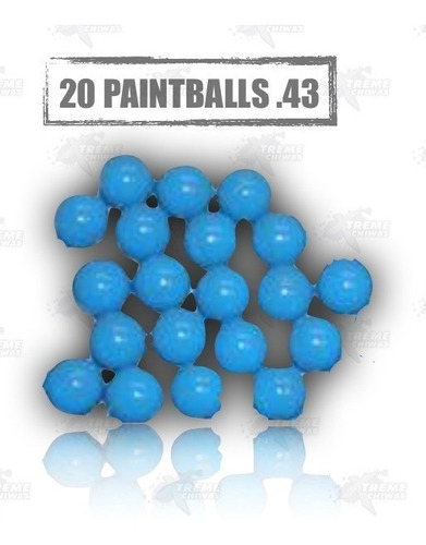 20 Paintballs .43 Azul Gotcha Pistola Marcadora Xtreme C