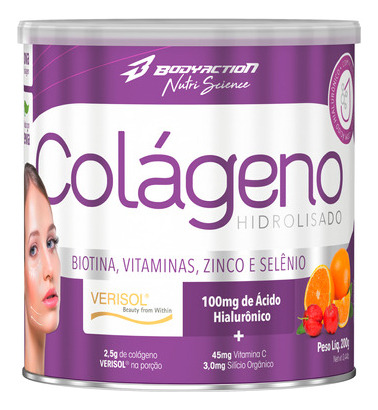 Colágeno Hidrolisado Verisol 200g Sabor Laranja Com Acerola Bodyaction