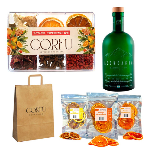 Kit Regalo Aconcagua Verde Gin Botánicos Infusiones X6 Corfú