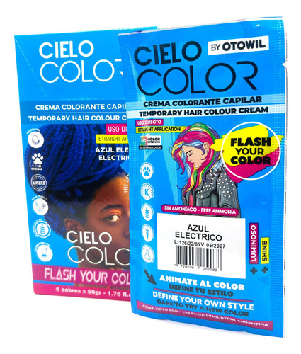 Caja Tinte X6 U Cielo Color Tono Azul Electric 50g X6 Otowil