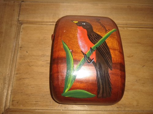 Caja De Madera Panamá Pintada A Mano Pájaro