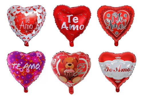 Pack 50 Globos Metálicos Sin Varillas Amor Te Amo 45 Cm