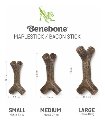 Imagen 3 de 10 de Hueso Masticable Benebone Bacon Stick Medium Juguete Perro