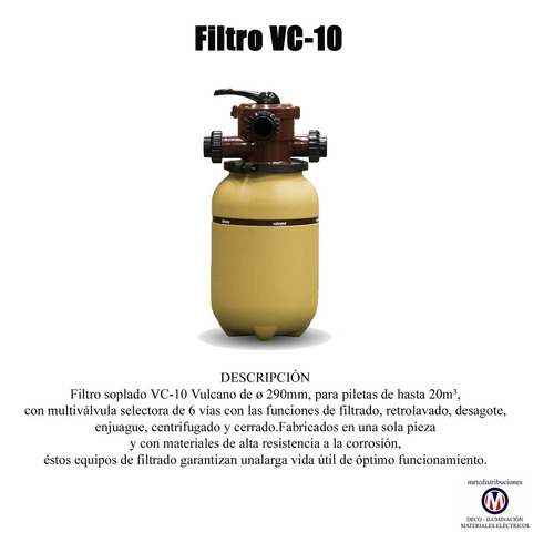 Kit Filtro Bomba Accesorios Vulcano Pileta Hormigon 20000 Lt