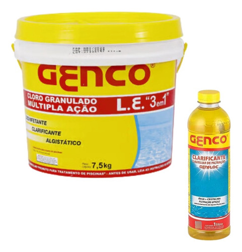 Genco Cloro 7,5kg + 1 Clarificante Genfloc 1 Litro