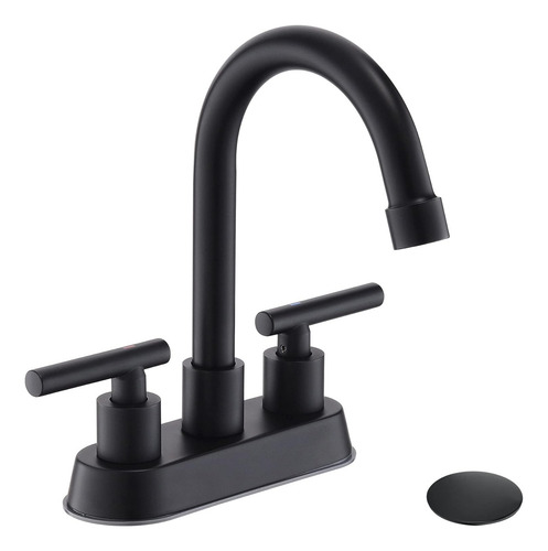 Grifos De Baño Negros Con 2 Asas Para Fregadero De Baño, Color Negro Mate