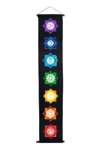 New Age Source Algodon Color Impresion Banner Chakra Negro