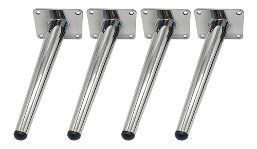 Imagen 2 de 9 de Pack 4 Patas Metálicas Cónica Inclinada Altura 25cm Muebles