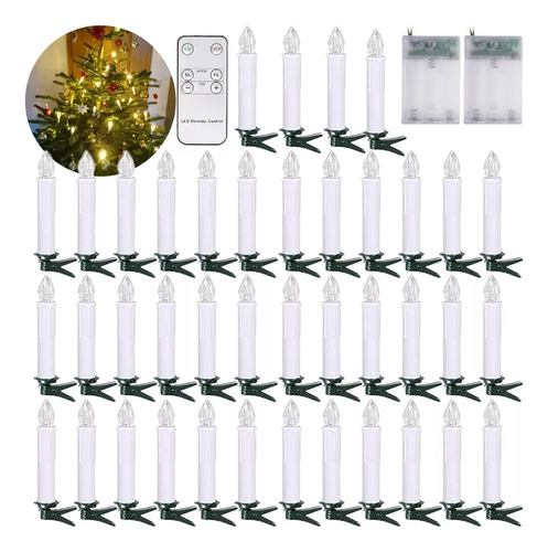 40 Velas Led Para Decoración De Árbol De Navidad