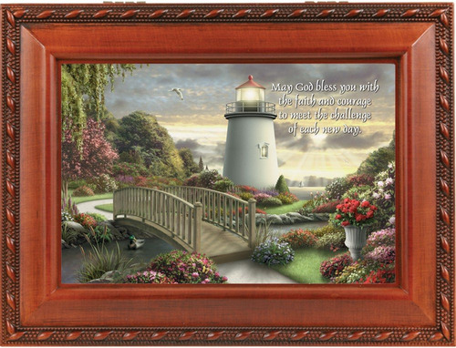 Cottage Garden Faith & Courage Woodgrain Inspirational Caja 