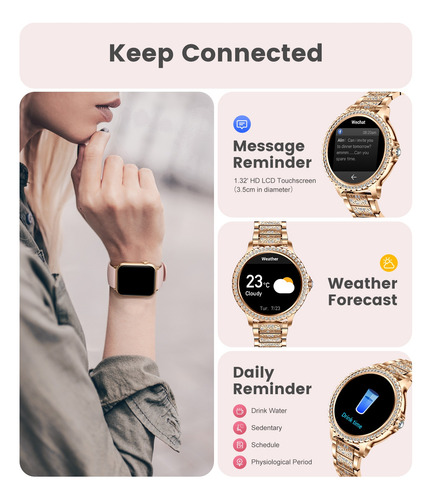 Smartwatch Reloj Inteligente Mujer Android Ios 1.32 Rosa