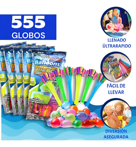 Pack De 555 Globos De Agua De Llenado Rápido – 15 Paquetes, Colores Surtidos, Con Conectores Para Grifo