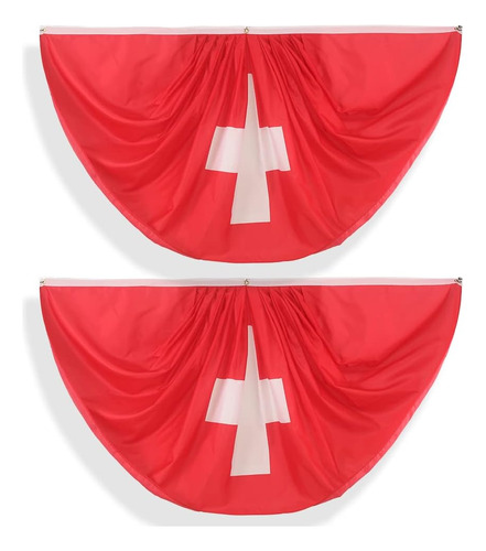 Banderines Con Bandera De Abanico Plisada De Suiza, 3 X 6 Pi