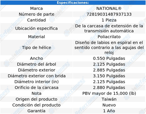 1 Retén Carcasa Extensión T/ A Sierra 3500c 07 National