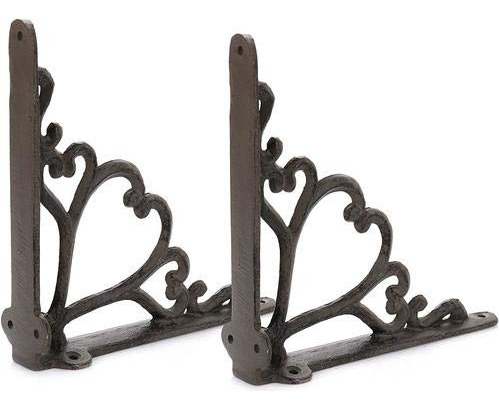 Soporte Hierro Fundido 7.0 in Decorativo Metal 1 Par Negro