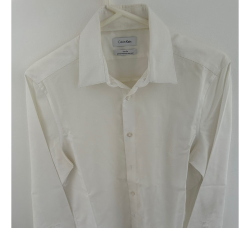 Camisa Calvin Klein Blanca Slim Fit Talle 32/33 100% Algodón