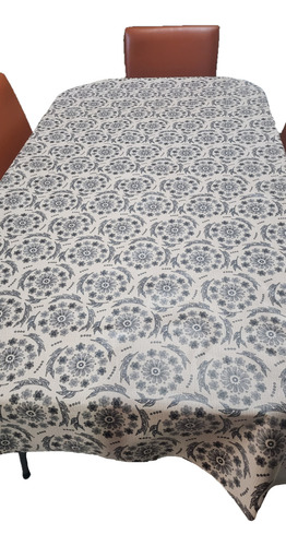 Mantel Mesa Rectangular 1.4x4m Impermeable Cuerina Afelpada Flores Vintage
