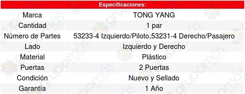 Par Tolvas/loderas Salpicaderas Honda Accord 03/07 Tong Yang