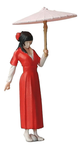 Figura De Niña De Aduanas Antigua, Mini Muñeca Rojo