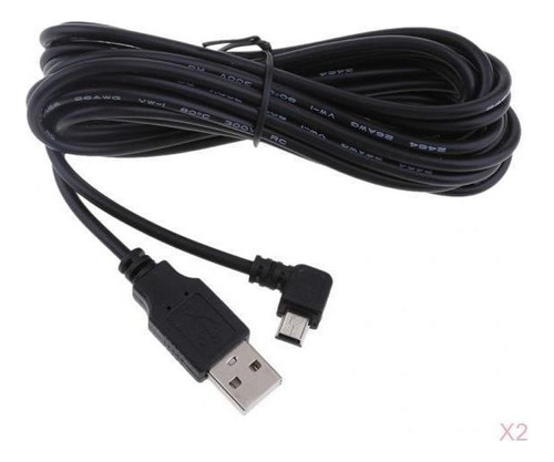 2pcs 3.5m Cable De Cargador Mini Usb 5v 2a 90 Izquierda Dvr