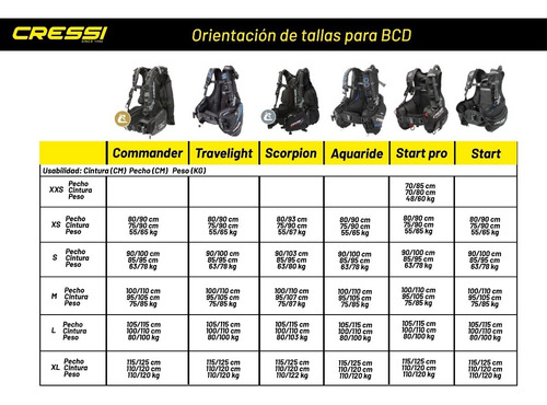 Chaleco Bcd Cressi Start Pro 2.0 Negro Para Buceo Talla S