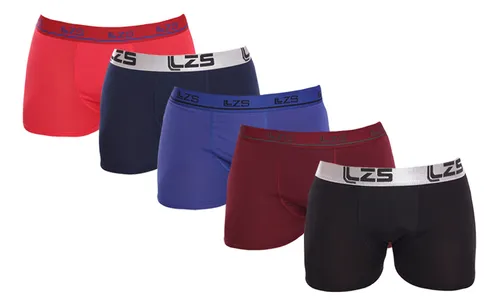Kit 5 Cuecas Boxer Box Lisa Microfibra Confortável Sortido