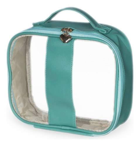 Necessaire C Alça Transparente Impermeável Organizador Bolsa Cor Verde-musgo