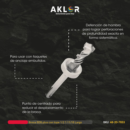 Milwaukee 48-20-7653 Broca Sds Plus C/tope 1/2 1 11/16 Largo