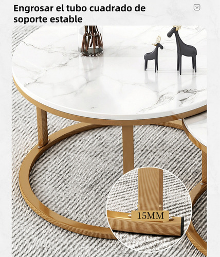 Mesa De Centro Comedor Minimalista Moderna Set De 2 Pcs Blanco