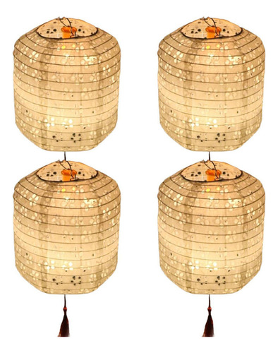 N 4 Faroles De Papel Con Luces Linternas Chinas