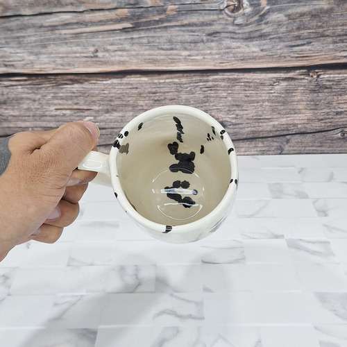 Taza De Cerámica Blanco Gotas Negras