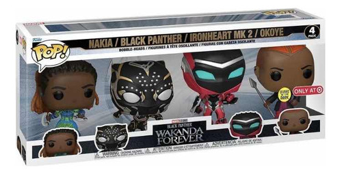 Set Funko Pop Wakanda Forever Brillan En La Oscuridad 4 Pza