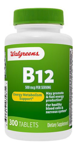 Walgreens Vitamina B12 500 Mcg 300 Tabletas Sabor Sin Sabor