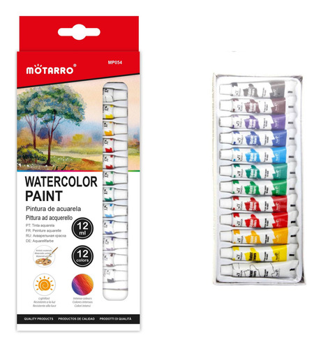 Pinturas De Acuarelas Profesional Uso Escolar Kit Arte 12ml