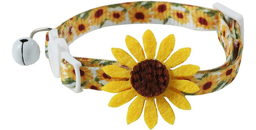 Flower Cat Collar With Detachable Sunflower Charm,yellow Bre