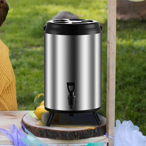 Dispensador De Bebidas Frías Y Calientes, Balde De 8l Plata
