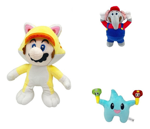 Juego De 3 Muñecos De Peluche Mario Around Blue Star De Luma