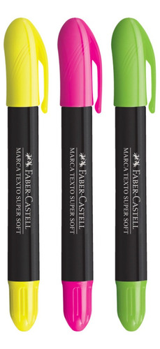 Caneta Marca Texto Supersoft Gel Faber Castell Kit 3 Cores