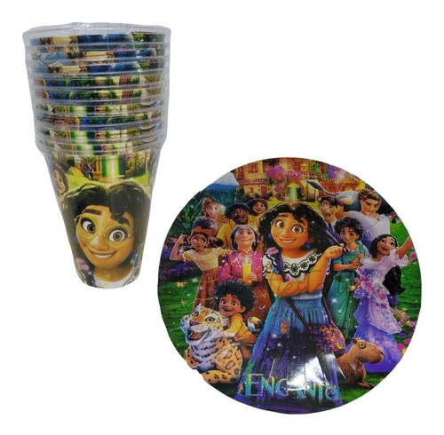 Encanto.  Kit Fiesta Para 50 Niños, Platos, Vasos